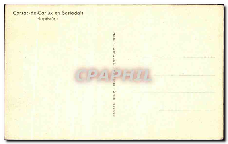 Carsac-de-Carlux en Sarladais — Baptistère — Photo F. Windeles, Montignac — Verso