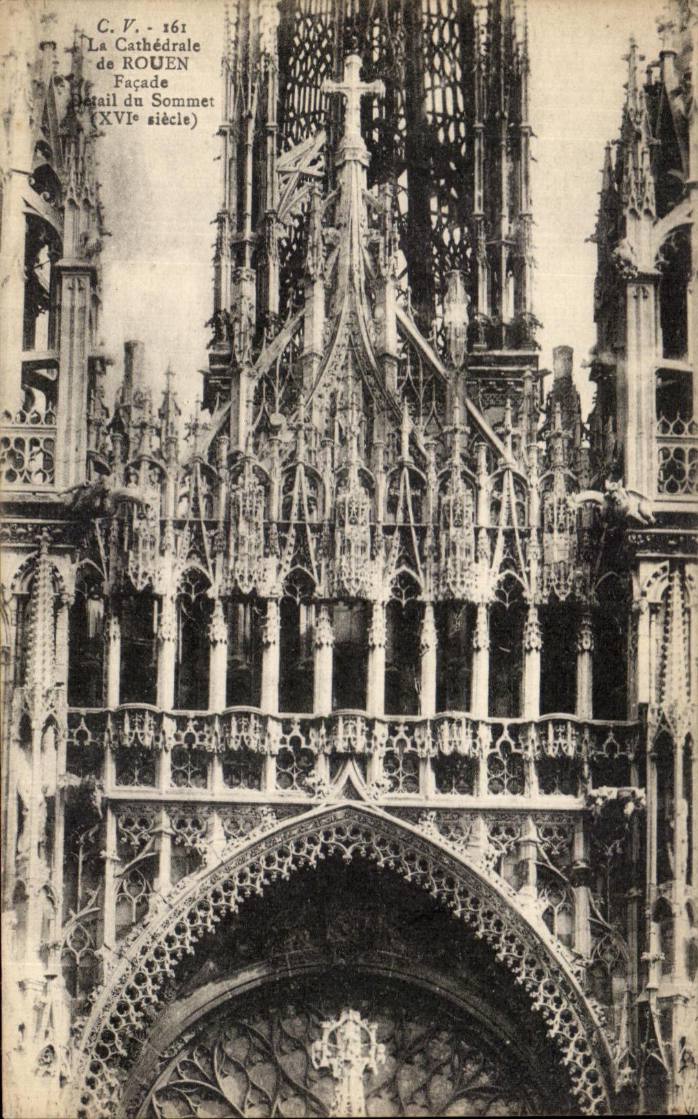 CPA La Cathedrale De Rouen Facade Detail du Sommet