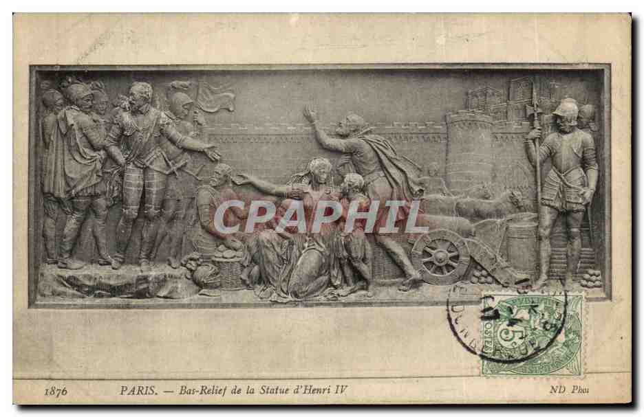 CPA Paris Bas Relief de la Statue d'henri IV