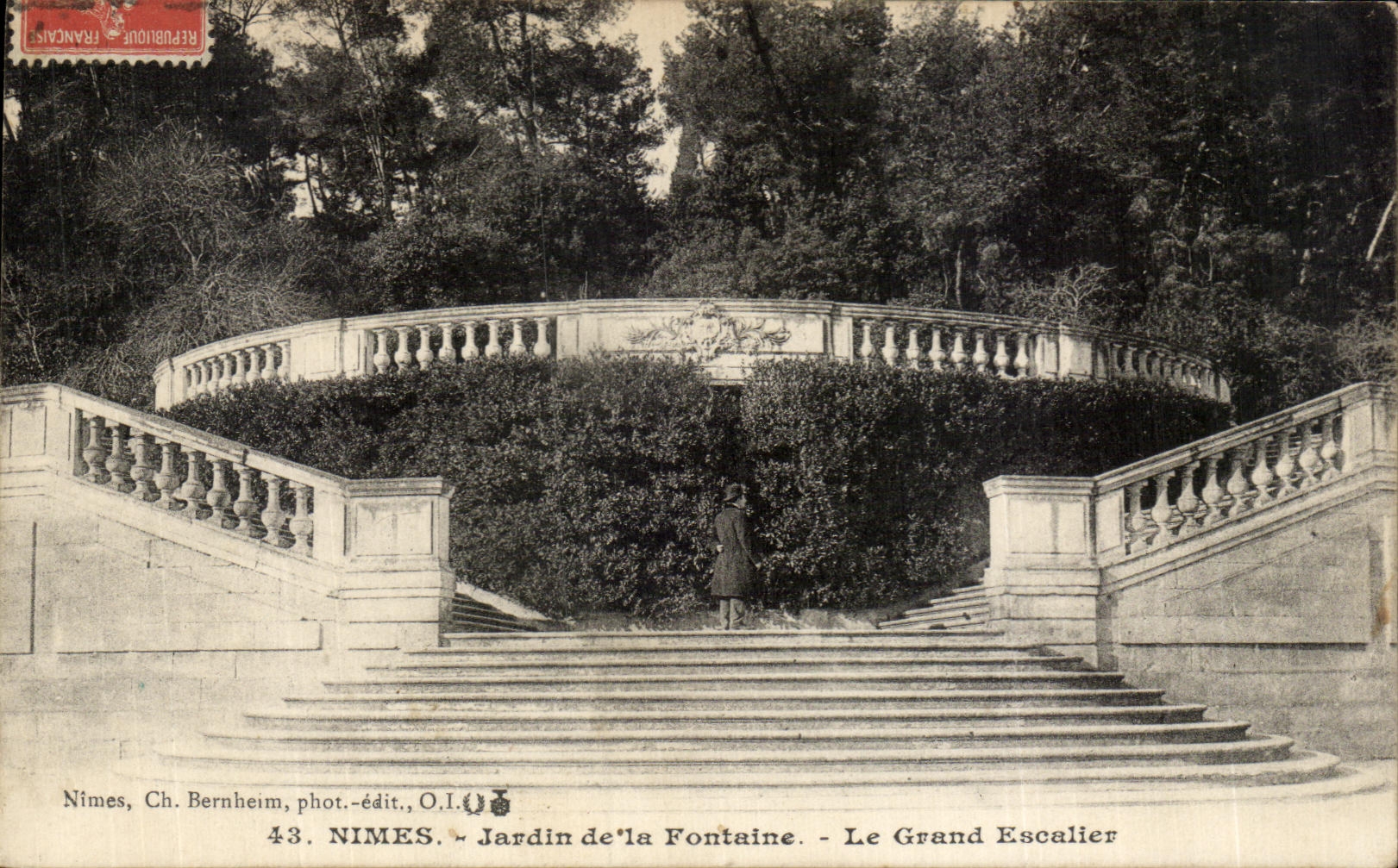 Nîmes - Jardin de la Fontaine - The Grand Staircase — Ch. Bernheim, photo-publisher, O.I.