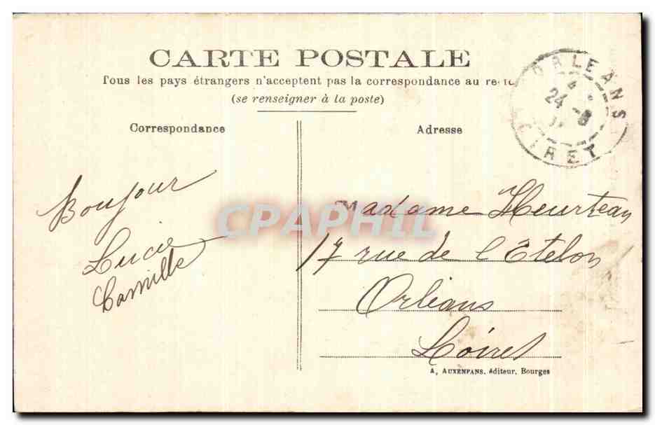 CPA St Florent Sur Cher Entree du Chateau — Rückseite
