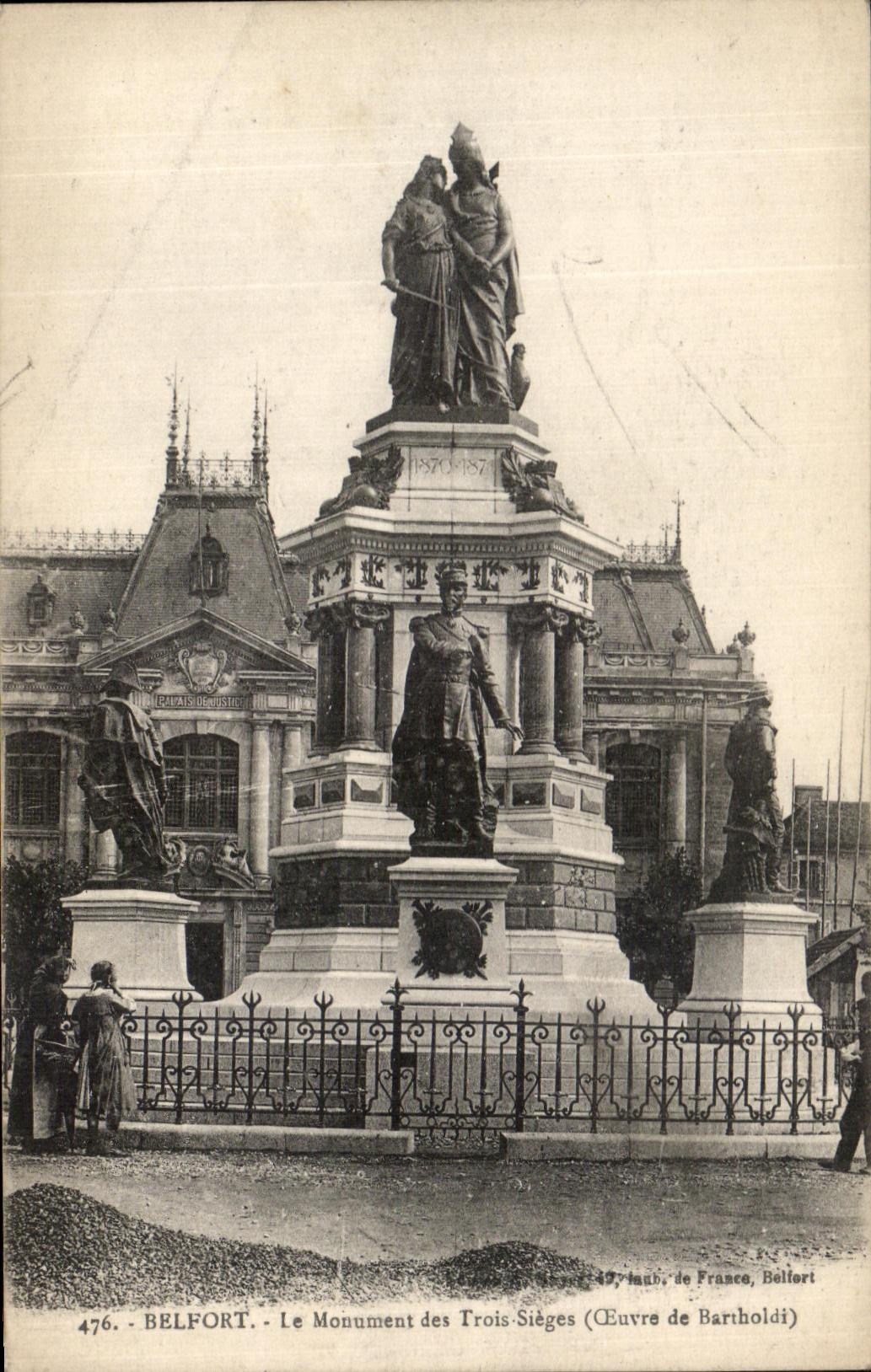 CPA Belfort Le Monument des Trois Sieges Oeuvre de Bartholdi