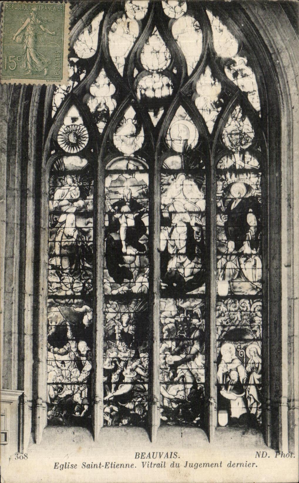 Kirche Saint-Étienne — Glasfenster des Jüngsten Gerichts — ND. Fot. — Beauvais