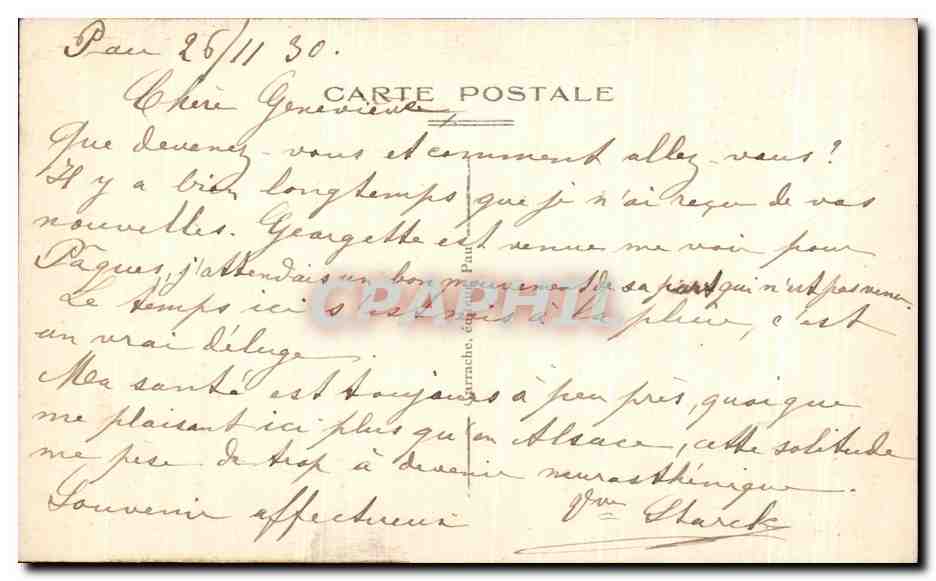 Pau — La Fontaine de l'Avenue Thiers — Éditeur C.C. 208 — Verso