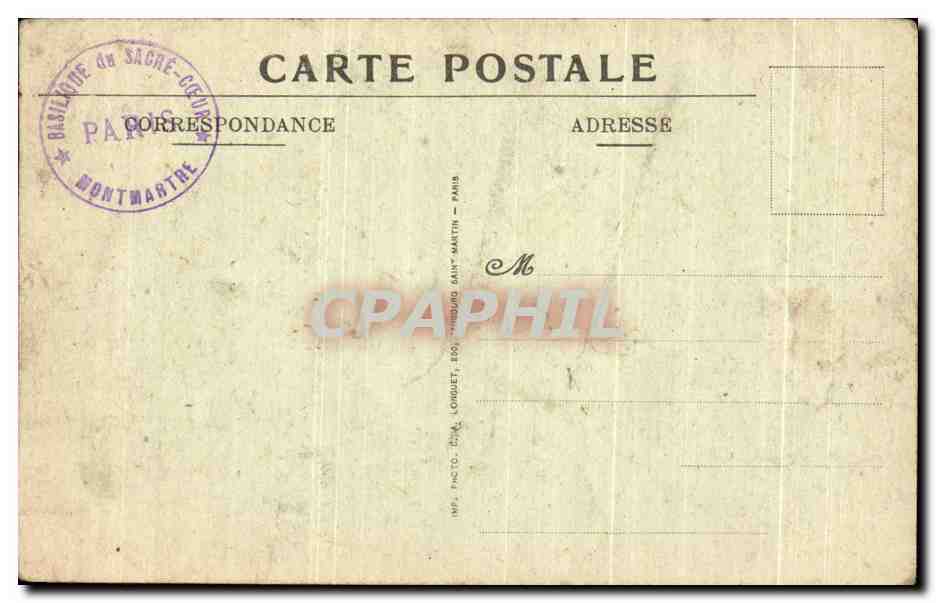 CPA Basilique Du Sacre Coeur De Montmartre La Vierge du Banc d'Oeuvre Par Hippolyte Lefebvre Paris  — Rückseite