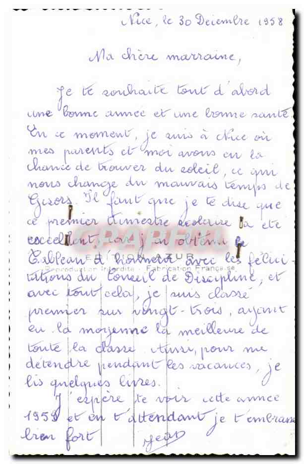 CPA Souvenir De Nice — Rückseite