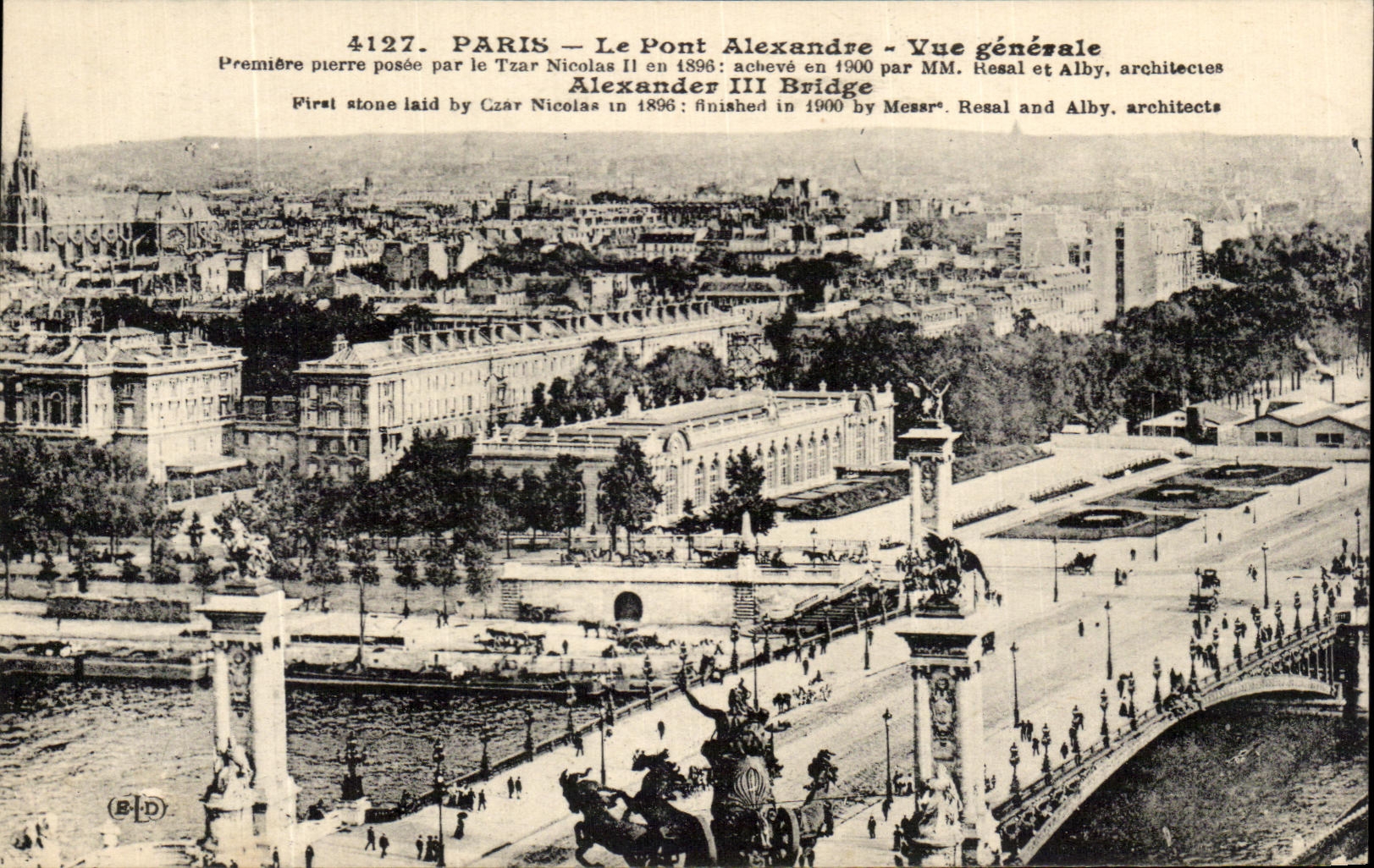 CPA Paris Le Pont Alexandre Vue Generale Premiire Pierre Posee Par Le Tzar Nicolas II