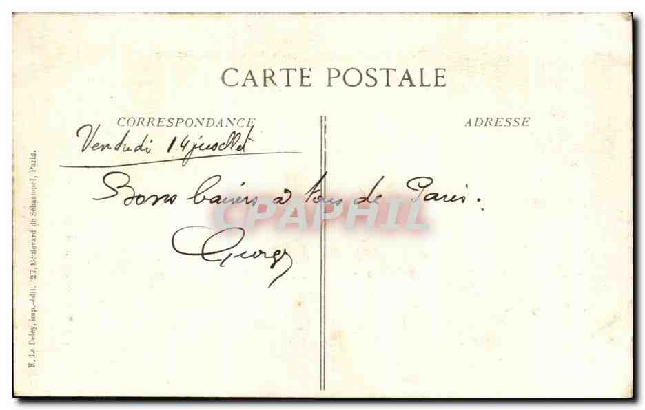 CPA Paris Avenue de la Grande Armee — Rückseite