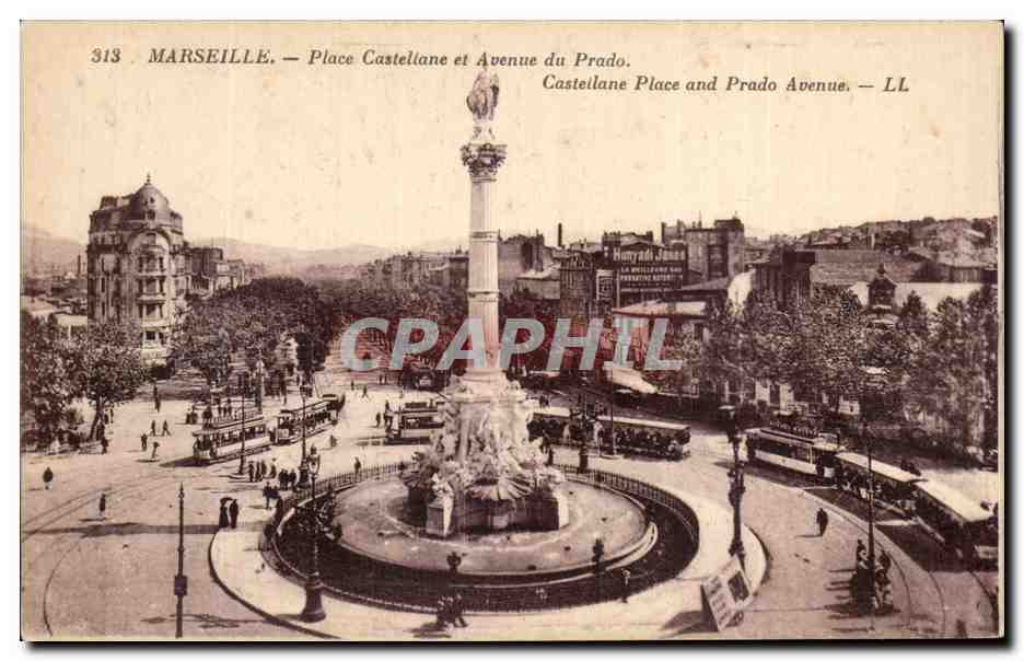 CPA Marsellie Place Castellane et Avenue du Prado Castellano Place And Prado Avenue