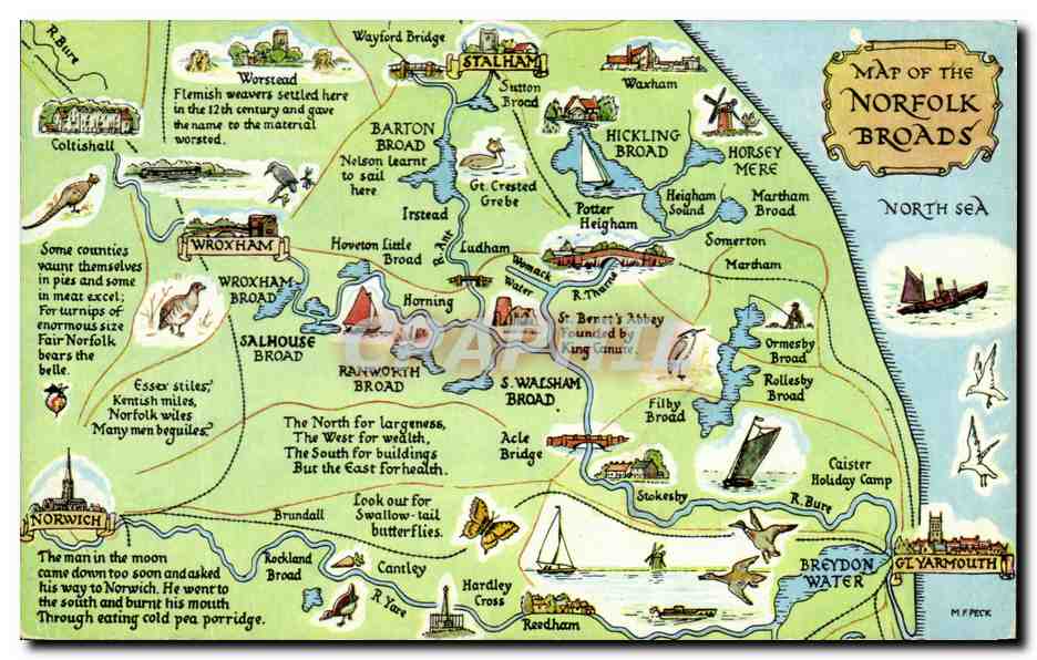CPSM Map Of The Norfolk Broads