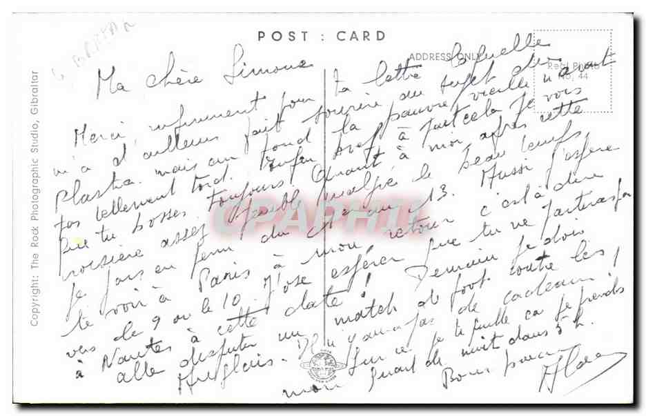 Vue sud-est du Rocher de Gibraltar — The Rock Photographic Studio — Verso