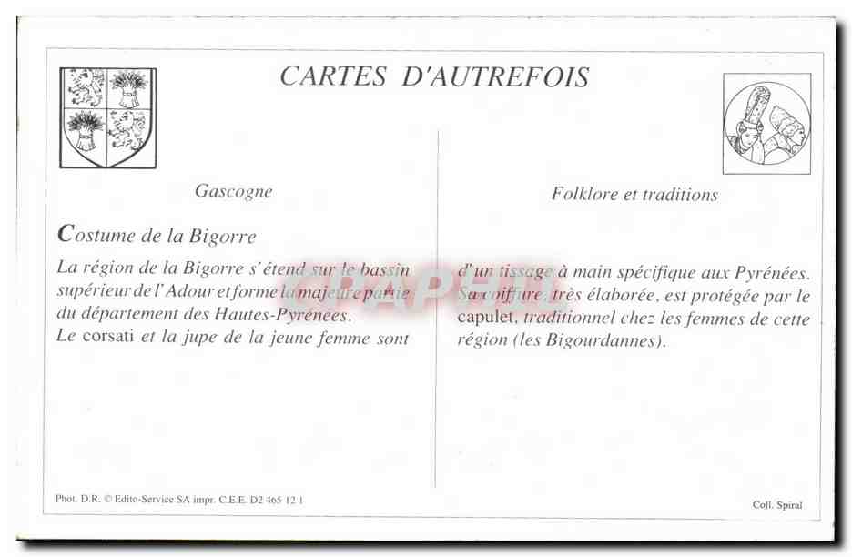 REPRO Gascogne Costume De La Cigorre — Verso