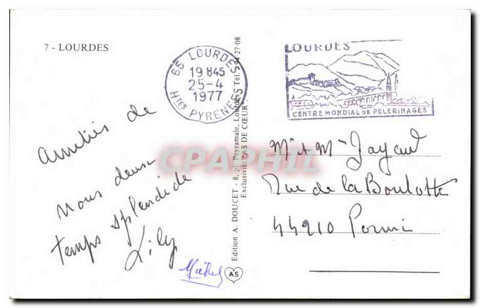 CPM Souvenir De Lourdes  — Verso
