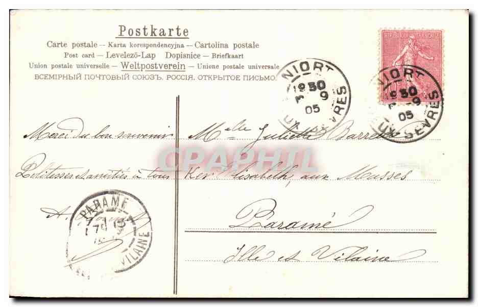 Ansicht von Niort — A.M.B. N° 391 — A.M.B. Verleger — Rückseite