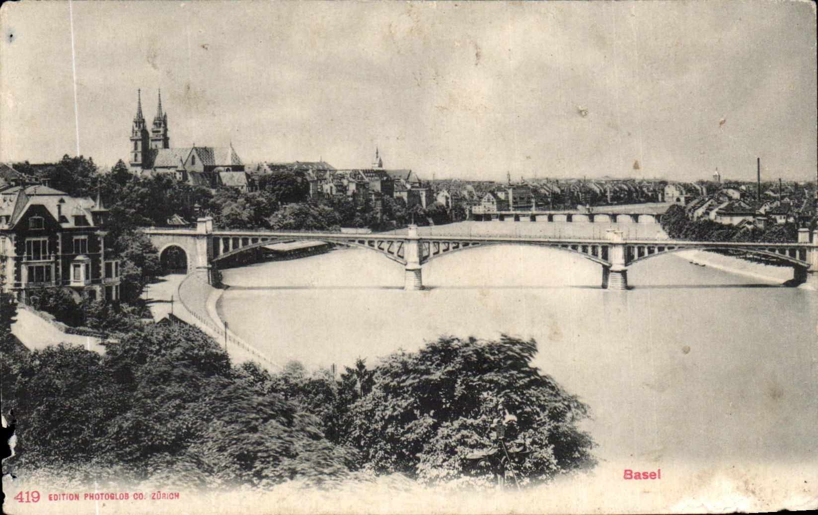 Tarjeta postal antigua Basilea