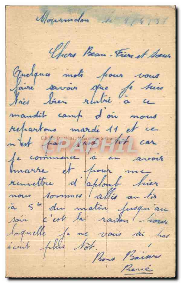CPA Mourmelon Camp de Division Quartier A Cote Est Militaria — Back