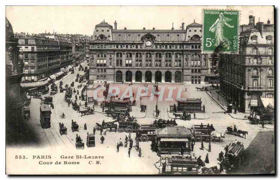 CPA Paris Gare St Lazare Cour de Rome