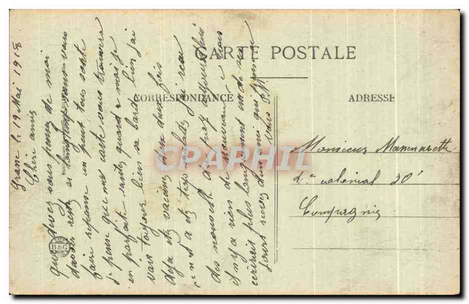 CPA Grasse Vue Prise entre les Palmiers du Grand Hotel — Rückseite