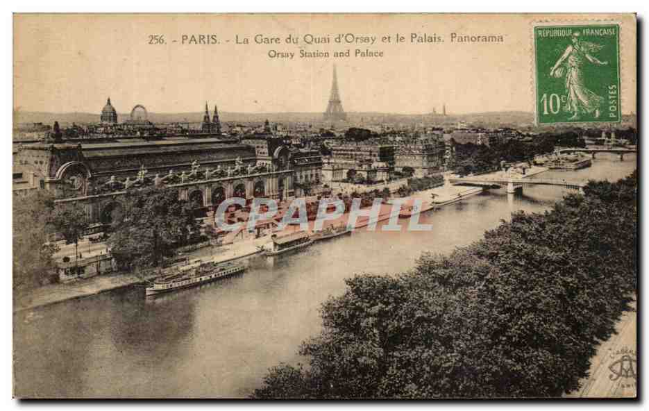 CPA Paris La Gare du Quai d'Orsay et le Palais Panorama Tour Eiffel