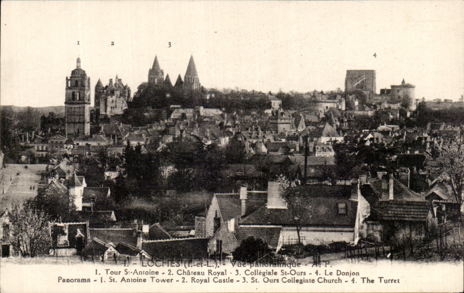 CPA Loches Tour St Antoine Chateau Royal Collegiale St Ours