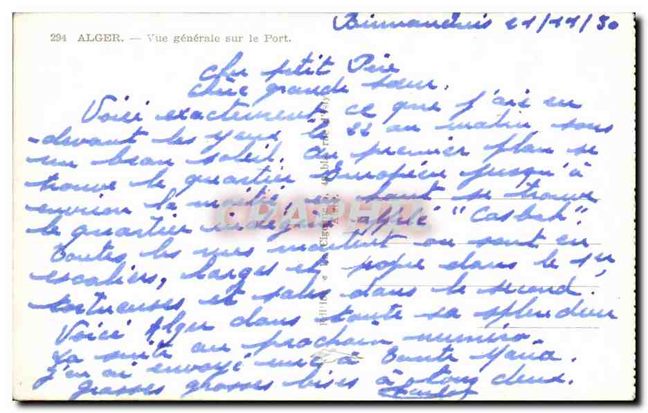 CPA Alger Vue generale sur le Port Algerie — Rückseite