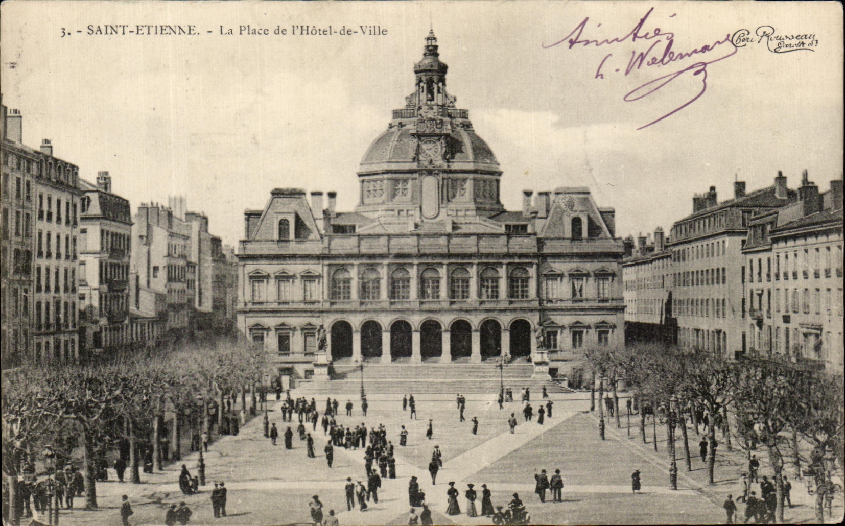 Saint-Étienne - La Place de l'Hôtel-de-Ville — éditeur C. P. Rousseau, n°3