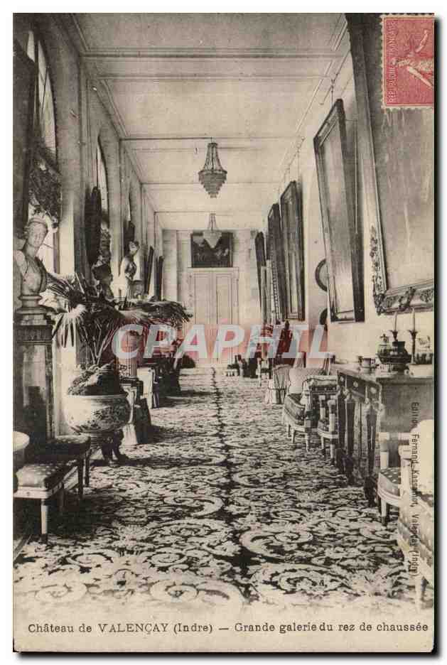 Château de VALENÇAY (Indre) — Grande galerie du rez-de-chaussée — Édition Fernand Kassan, Valençay (1904)