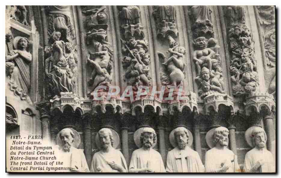 CPA Paris Notre Dame Detail du Tympan du Portail Central 
