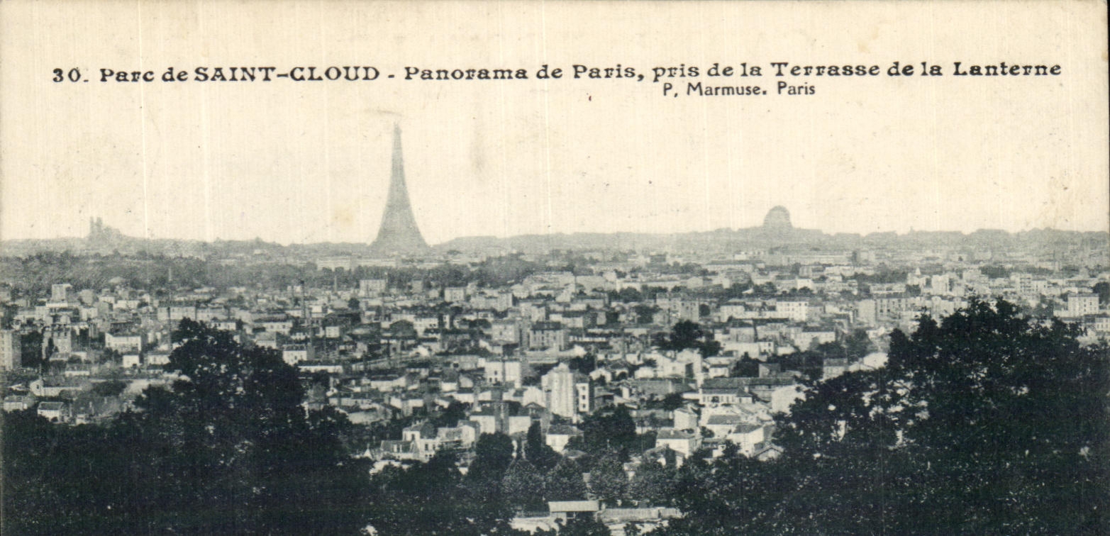 CPA Parc de Saint Cloud Panorama de Paris pris de la Terrasse de la Lanterne Tour Eiffel