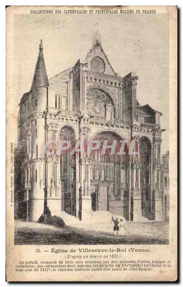 Église de Villeneuve-le-Roi (Yonne) — Collections des cathédrales et principales églises de France — F. Barnaud, photographe, Laon, éditeur