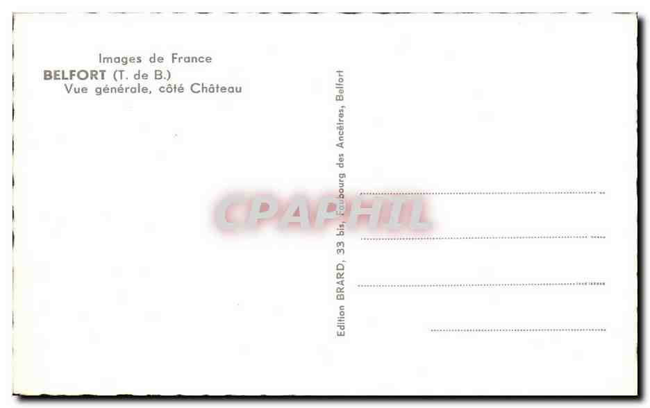 CPSM Images de France Belfort Vue generale cote Chateau — Verso