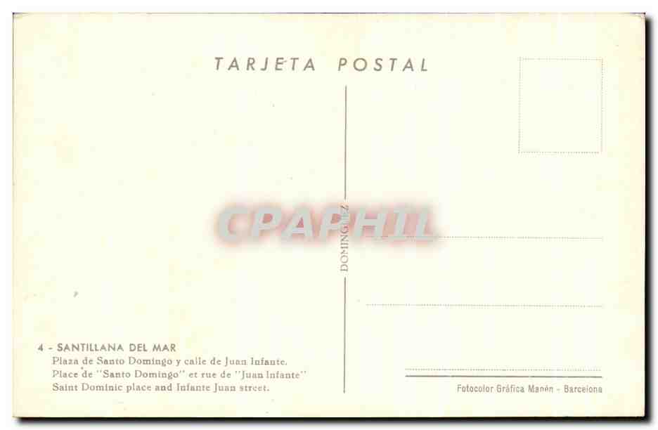 CPA Santillana Del Mar Plaza de Santo Domingo calle de Juan infaute — Back