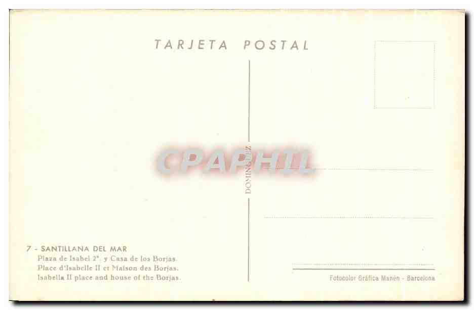 CPA Santillana Del Mar Plaza de Isabel Casa de los Borjas — Back