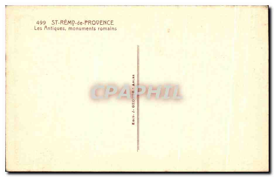 Saint-Rémy-de-Provence — Les Antiques, monuments romains — J. George, n°499 — Verso