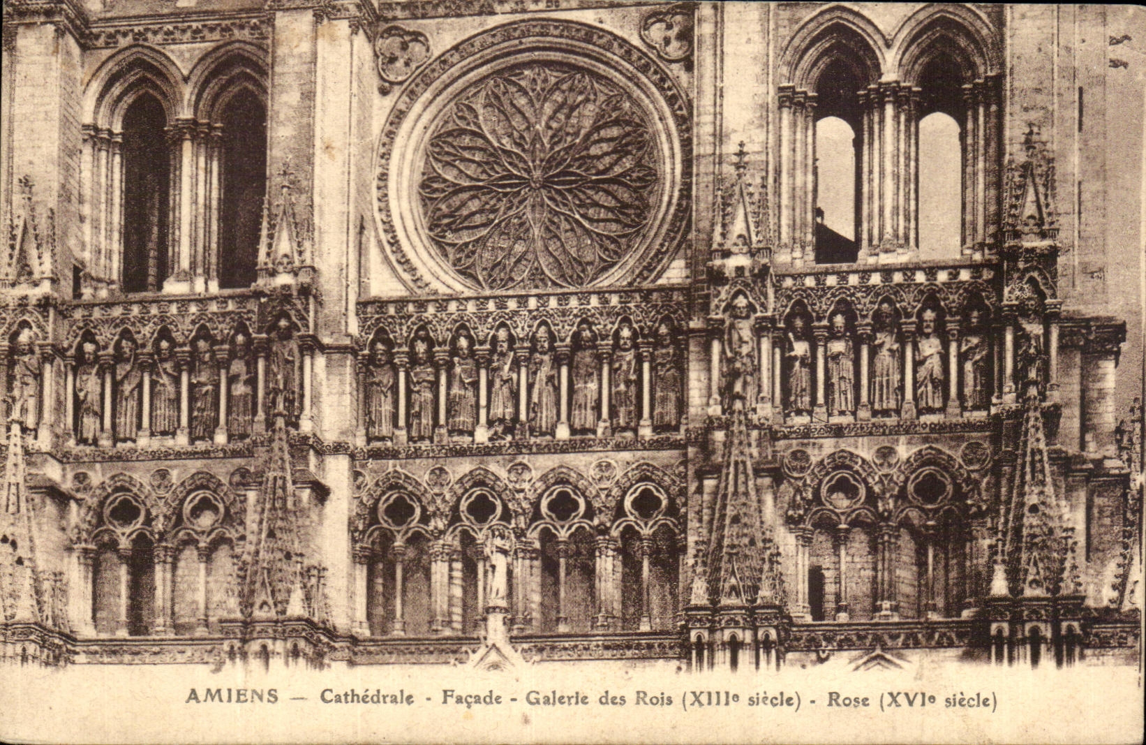 CPA Amiens Cathedrale Facade Galerie Des Rois Rose