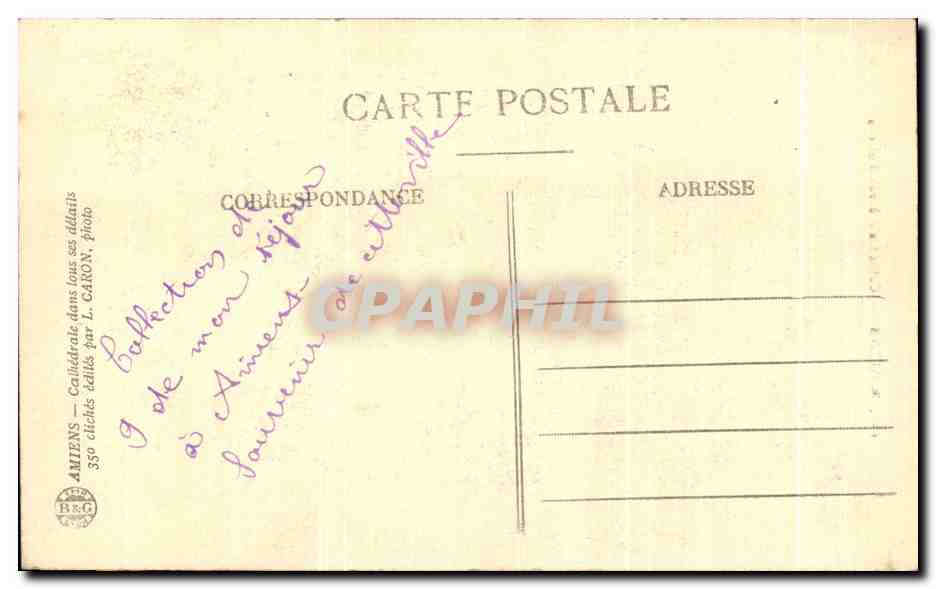 CPA Amiens Cathedrale A Vol D'Oiseau — Rückseite