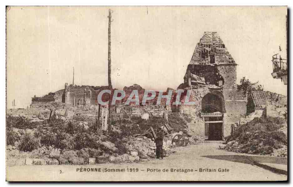 CPA Peronne Porie De Bretagne Militaria