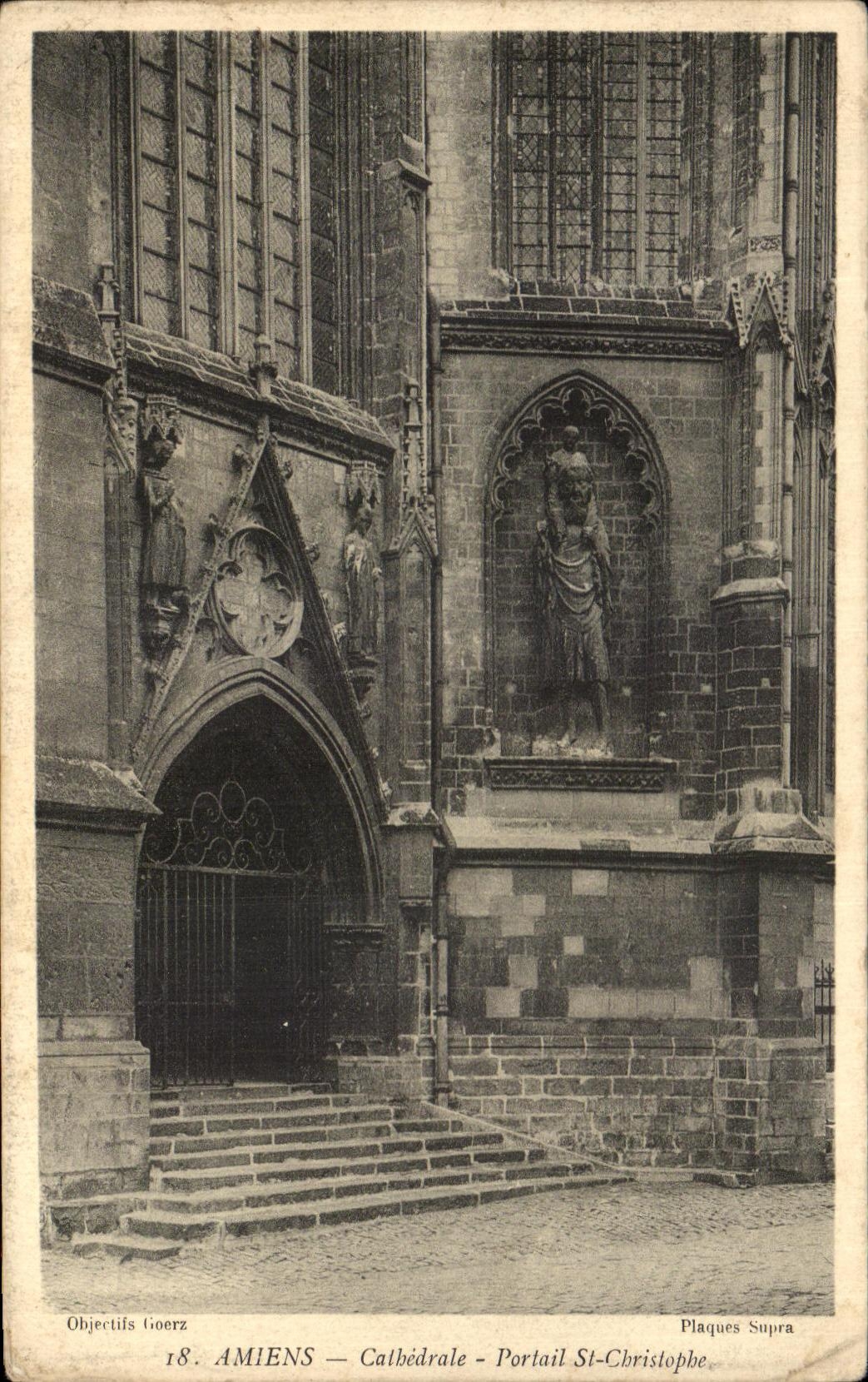 CPA Amiens Cathedrale Portail St Christophe