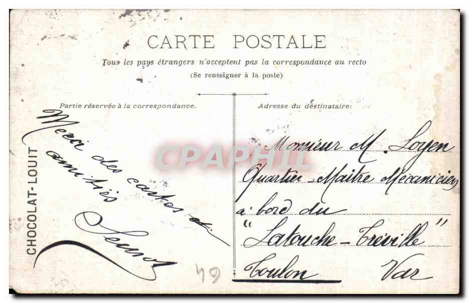 Vue de Pau-le-Gave — Édité pour le CHOCOLAT-LOUIT — Verso