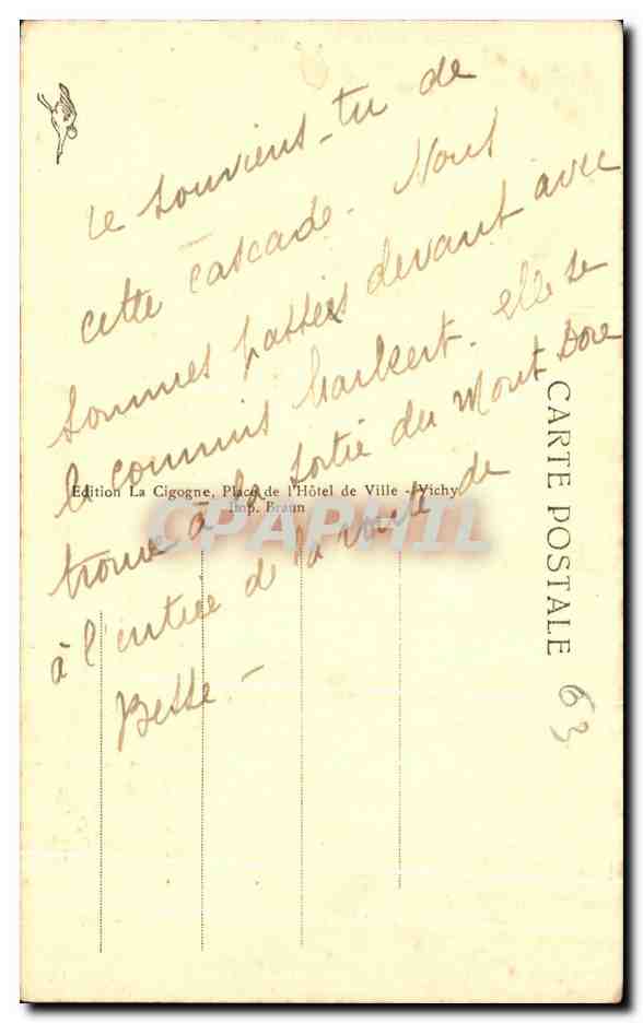 CPA Le Mont Dore La Grande Cascade — Verso