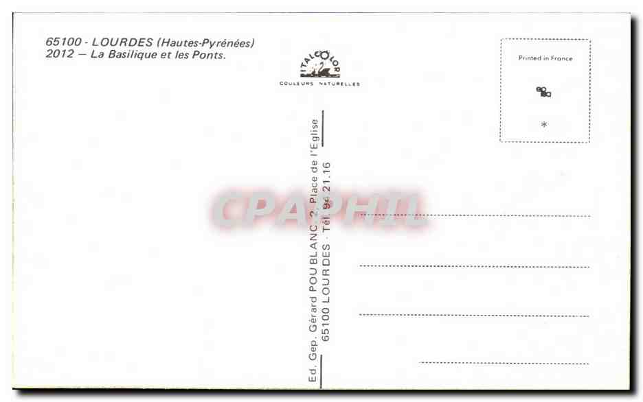 CPM Lourdes La Basilique et les Ponts — Verso
