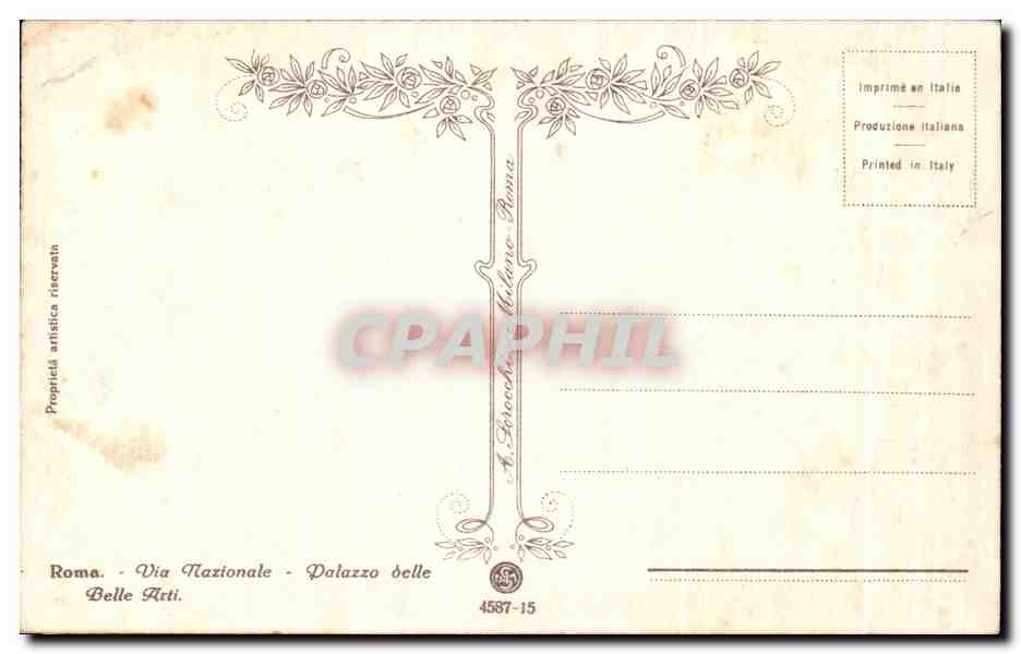 CPA Roma Via Nazionale Dalazzo delle Belle Arti — Rückseite