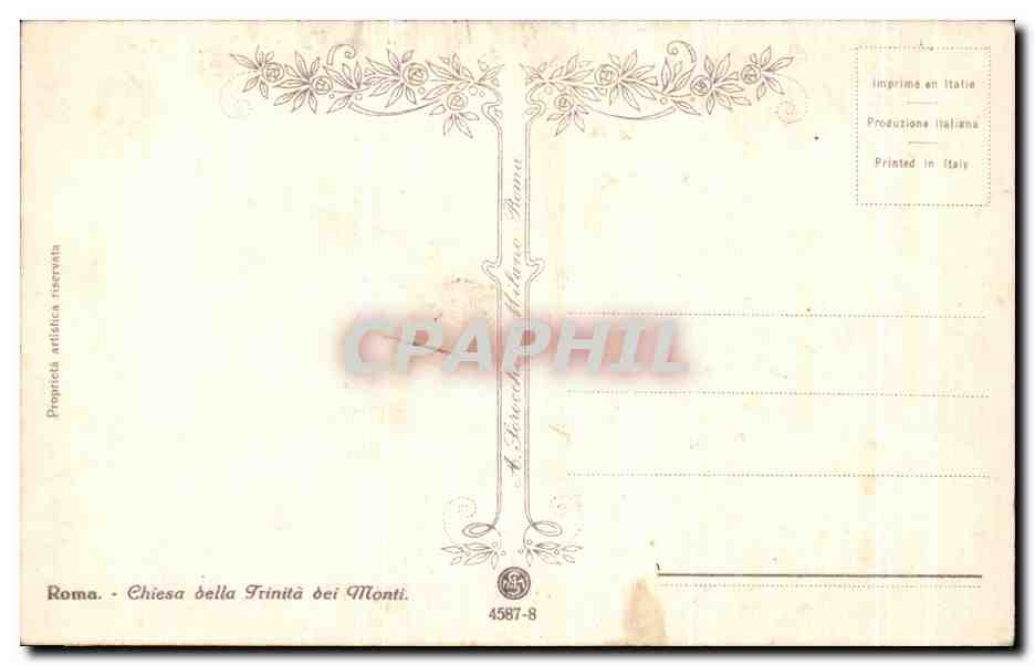 CPA Roma Chiesa beila Trinita dei Monti — Rückseite