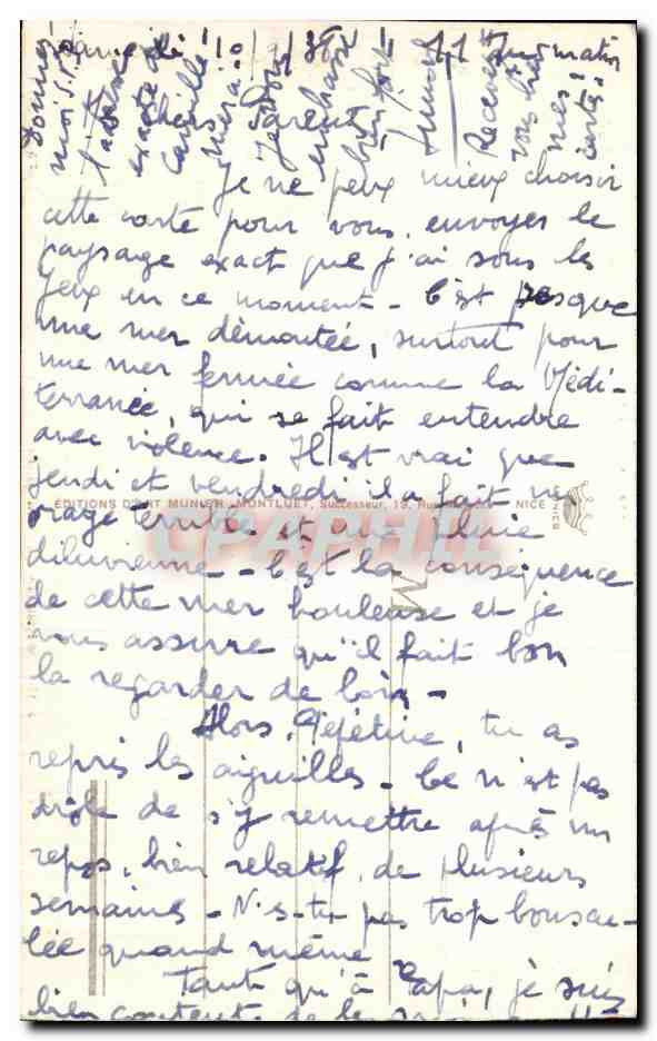 CPA La Cote D'azur Menton Baie de Garavan Et Frontiere Italienne — Rückseite