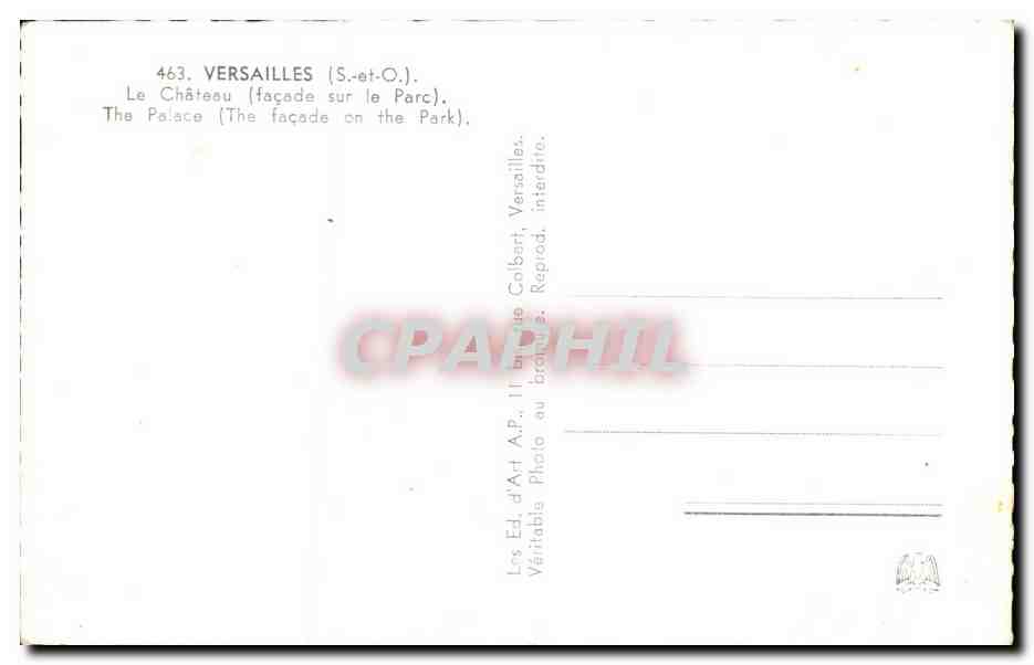 CPSM Versailles Le Chateau  — Verso