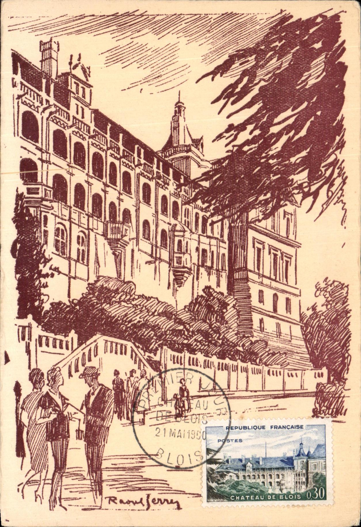 CPA Emission Du Timbre Chateau De Blois Carte Philatlique