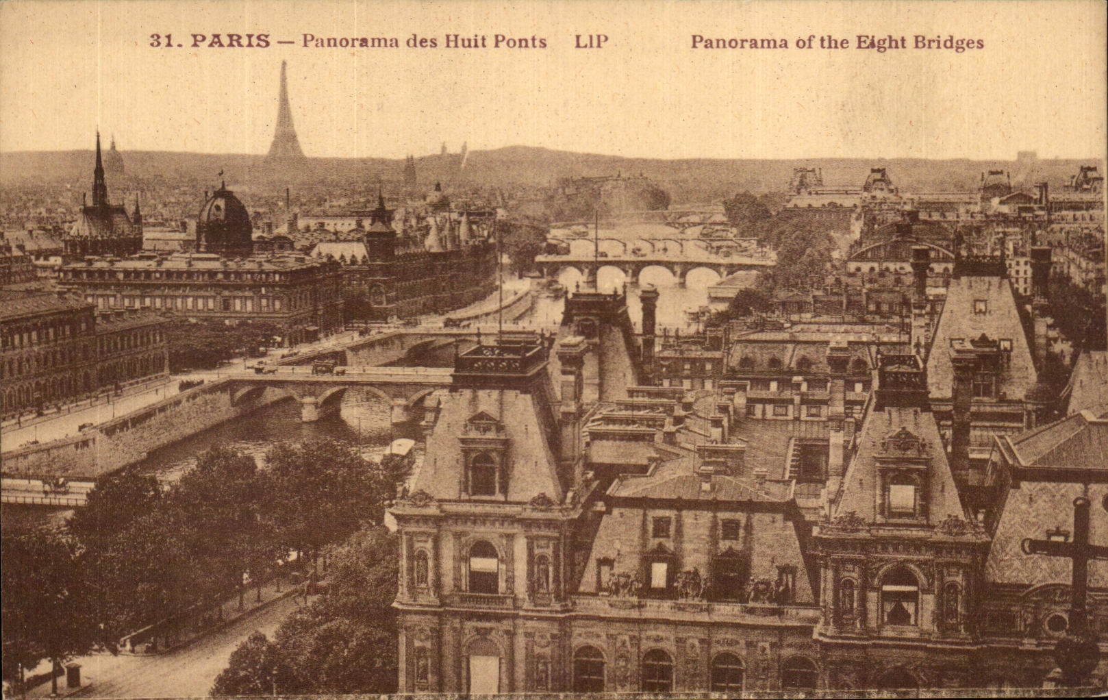 CPA Paris Pnnorama des Huit Ponts Tour Eiffel