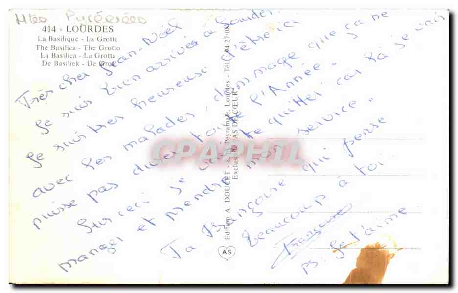 CPA Une Pensee De Lourdes — Verso