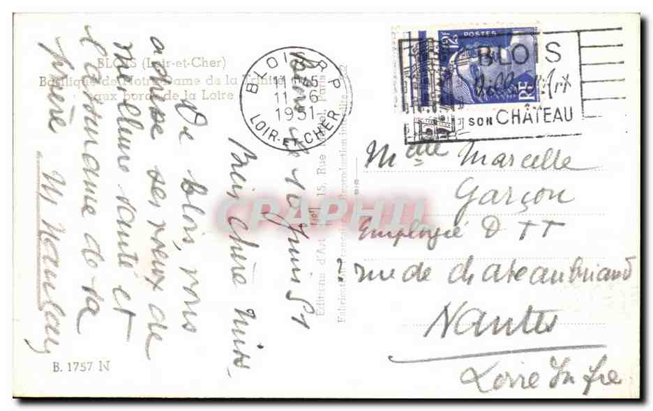 CPA Blois Basilique de Notre Dame de la Trinite aux bords de la Loire  — Rückseite
