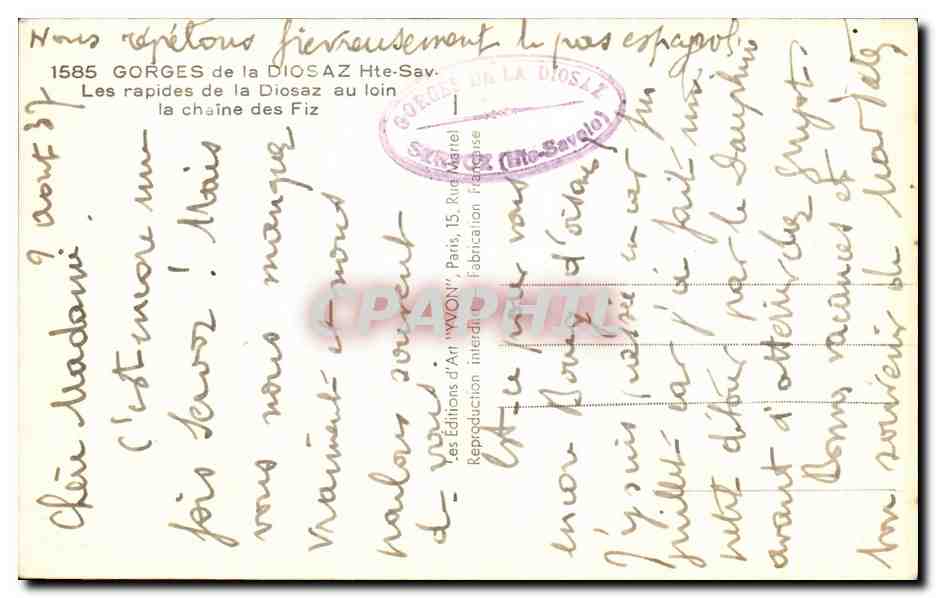 Gorges de la Diosaz — Les rapides de la Diosaz au loin — Éditions d'Art 'WYON', Paris — Reverso